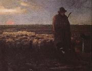 Jean Francois Millet Shepherden with his sheep oil on canvas